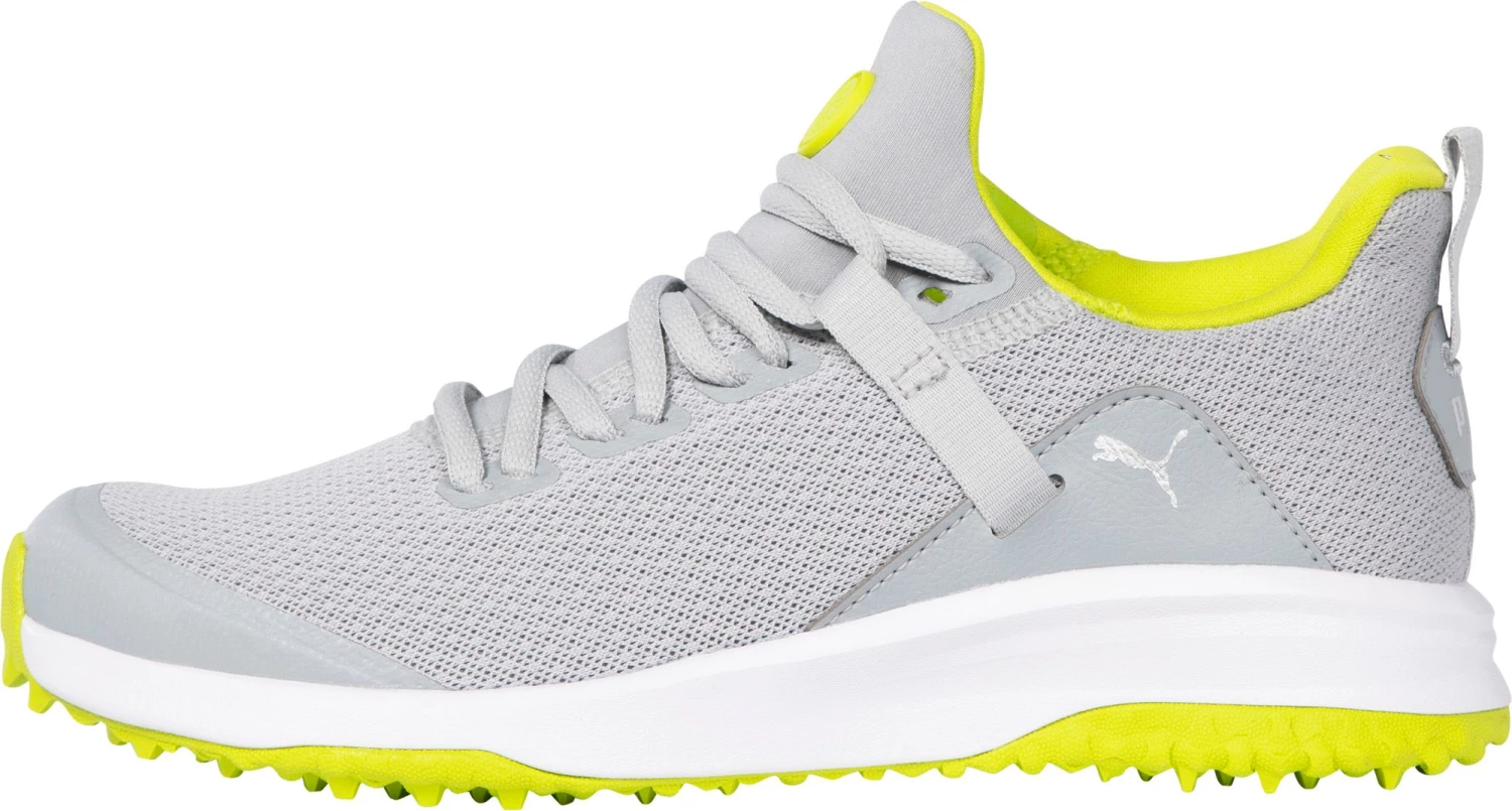 PUMA Youth Fusion EVO Golf Shoes For Boys' Grey/lime 3 PUMA Youth Fusion EVO Golf Shoes For Boys' Grey/lime