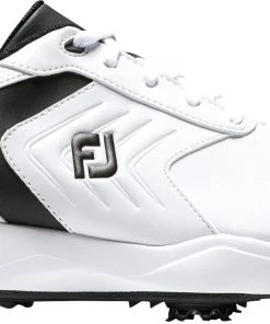 FootJoy Men's EComfort Cleated Plain Toe Hybrid Golf Shoes White/black