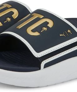 PUMA X PTC Men's GS-Softride Golf Slides Navy/gold -Golf Shoes Sales 2022 unnamed file 975